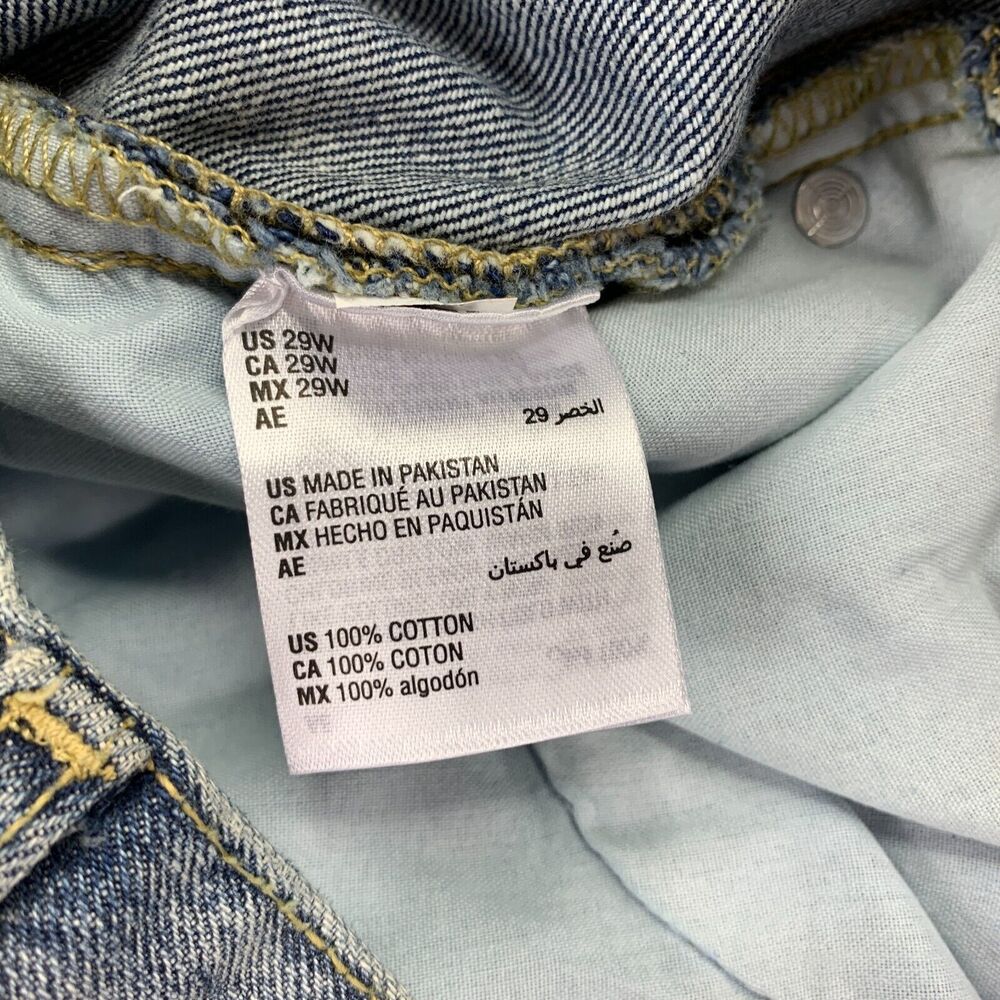 Sun + Stone Mens Relaxed Straight Fit Faded Jeans Light Blue 29 - Picture 5 of 5